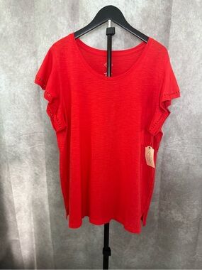 St. John's Bay Red Short Sleeve Scoop Neck Top